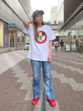 「リメイクデニム」｜「アイテム（シューズ）」を使った、Hikaruさん（レディース・156cm）の夏コーディネート