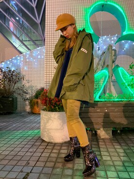 「AVIREX（アヴィレックス）のアイテム（モッズコート）」を使った、Hikaruさん（レディース・156cm）の冬コーディネート