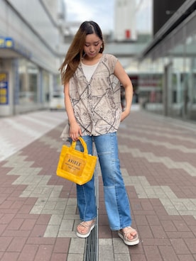 「リメイクデニム」｜「アイテム（バッグ）」を使った、Hikaruさん（レディース・156cm）の夏コーディネート