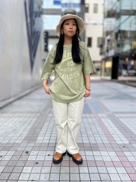 「ピスタチオ」｜「アイテム（帽子）」を使った、Hikaruさん（レディース・156cm）の夏コーディネート