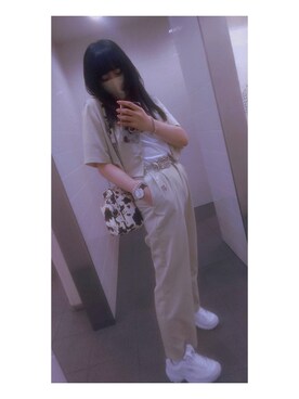 「LVEU.（ラブユ.）のアイテム（セットアップ）」を使った、たまｏさん（レディース・160cm）の夏コーディネート