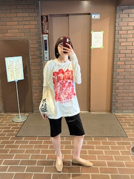 「H&M（エイチ・アンド・エム）のアイテム（バレエシューズ、ベージュ系）」を使った、munaさん（レディース・154cm）の春コーディネート