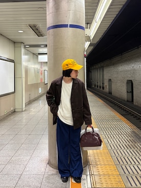 「H&M（エイチ・アンド・エム）のアイテム（テーラードジャケット、ブラウン系）」を使った、munaさん（レディース・154cm）の春コーディネート