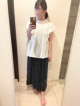 「白ブラウス」｜あめさん（レディース・157cm）の夏コーディネート