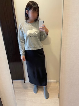 「RETRO GIRL（レトロガール）のアイテム（スウェット）」を使った、あめさん（レディース・157cm）の冬コーディネート