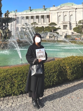 「アイテム（ノーカラーコート）」を使った、あめさん（レディース・157cm）の冬コーディネート