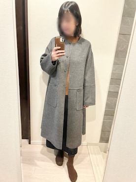 「アイテム（ノーカラーコート）」を使った、あめさん（レディース・157cm）の秋コーディネート