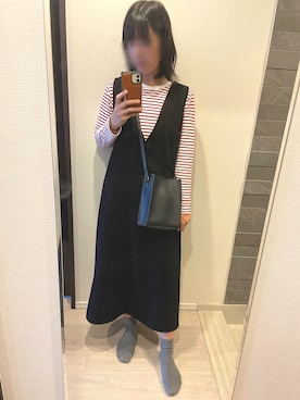 「アイテム（ジャンパースカート）」を使った、あめさん（レディース・157cm）の春コーディネート