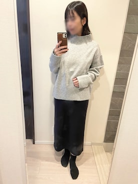 「ハイネックニット」｜あめさん（レディース・157cm）の秋コーディネート