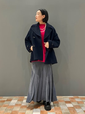 「Rouge vif（ルージュヴィフ）のアイテム（ピーコート）」を使った、YUKA  MAKINOさん（レディース・158cm）の秋コーディネート