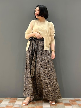 「ロンクスカート」｜「アイテム（サンダル）」を使った、YUKA  MAKINOさん（レディース・158cm）の春コーディネート