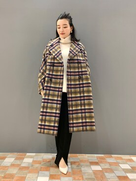 「Rouge vif（ルージュヴィフ）のアイテム（チェスターコート）」を使った、YUKA  MAKINOさん（レディース・158cm）の秋コーディネート