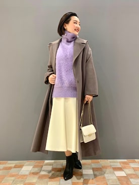 「Rouge vif（ルージュヴィフ）のアイテム（チェスターコート）」を使った、YUKA  MAKINOさん（レディース・158cm）の冬コーディネート