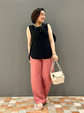 「Rougevif」｜「アイテム（スラックス）」を使った、YUKA  MAKINOさん（レディース・158cm）の夏コーディネート