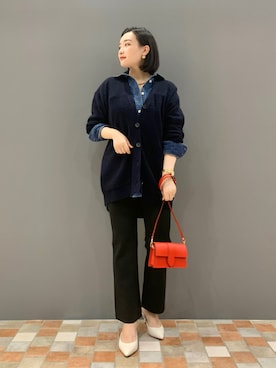 「ダンガリーシャツ」｜「アイテム（パンプス）」を使った、YUKA  MAKINOさん（レディース・158cm）の秋コーディネート