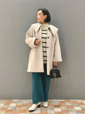 「Rouge vif（ルージュヴィフ）のアイテム（チェスターコート）」を使った、YUKA  MAKINOさん（レディース・158cm）の冬コーディネート