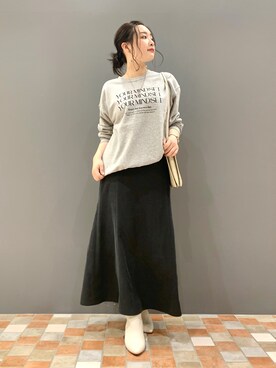 「Rougevif」｜「アイテム（スウェット）」を使った、YUKA  MAKINOさん（レディース・158cm）の秋コーディネート
