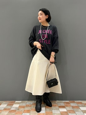 「キルトスカート」｜YUKA  MAKINOさん（レディース・158cm）の秋コーディネート