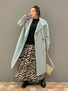 「Rouge vif（ルージュヴィフ）のアイテム（チェスターコート）」を使った、YUKA  MAKINOさん（レディース・158cm）の冬コーディネート