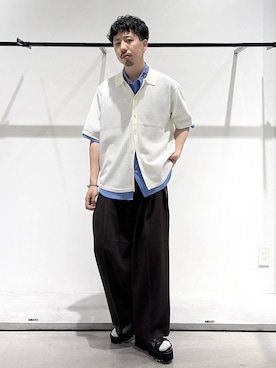 「HARE（ハレ）のアイテム（スラックス）」を使った、ウエノ シンヤさん（メンズ・176cm）の夏コーディネート
