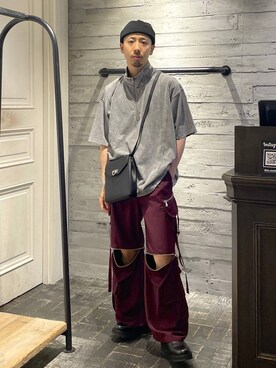 「アイテム（パンツ、レッド系）」を使った、ウエノ シンヤさん（メンズ・176cm）の夏コーディネート