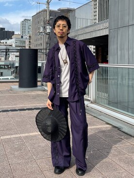 「HARE（ハレ）のアイテム（ハット）」を使った、ウエノ シンヤさん（メンズ・176cm）の春コーディネート