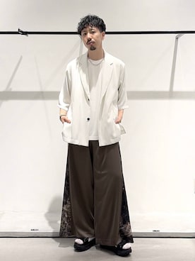 「HARE（ハレ）のVibramベルトサンダル(HARE)（サンダル、ブラック系）」を使った、ウエノ シンヤさん（メンズ・176cm）の夏コーディネート
