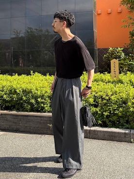 「HARE（ハレ）の【SILVER925 MADE IN JAPAN】シルバー925レースネックレス(HARE)（ネックレス、シルバー系）」を使った、ウエノ シンヤさん（メンズ・176cm）の夏コーディネート