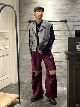 「アイテム（パンツ、レッド系）」を使った、ウエノ シンヤさん（メンズ・176cm）の夏コーディネート