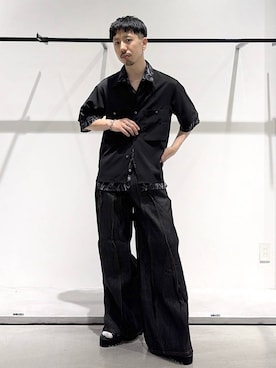 「HARE（ハレ）のステンレスブレスレット(HARE)（ブレスレット、シルバー系）」を使った、ウエノ シンヤさん（メンズ・176cm）の春コーディネート