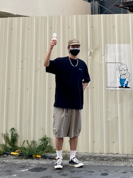 「Gramicci（グラミチ）のアイテム（帽子）」を使った、esxさん（メンズ・180cm）の夏コーディネート
