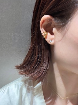 「アイテム（ピアス（両耳用）、ホワイト系）」を使った、JINさん（レディース・155cm）の秋コーディネート