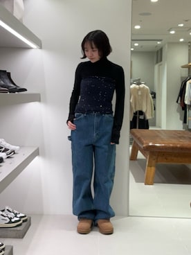 「アイテム（チューブトップ）」を使った、JINさん（レディース・155cm）の秋コーディネート