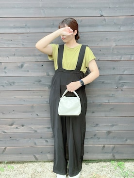「select MOCA by son（セレクトモカバイソン）のアイテム（オールインワン・サロペット）」を使った、eicoさん（レディース・159cm）の夏コーディネート