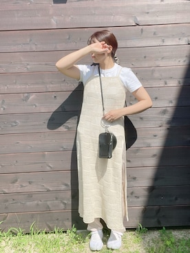「透かし編みニット」｜eicoさん（レディース・159cm）の夏コーディネート