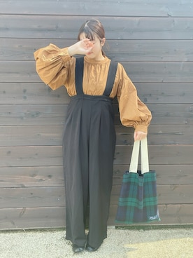 「select MOCA by son（セレクトモカバイソン）のアイテム（オールインワン・サロペット）」を使った、eicoさん（レディース・159cm）の春コーディネート