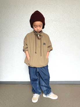 「アイテム（ナイロンジャケット）」を使った、Rickさん（キッズ・120cm）の秋コーディネート