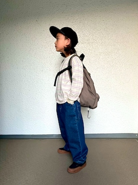 「アイテム（バックパック/リュック）」を使った、Rickさん（キッズ・120cm）の秋コーディネート