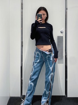 「doublet（ダブレット）のアイテム（デニムパンツ）」を使った、mmcissさん（レディース・168cm）の秋コーディネート