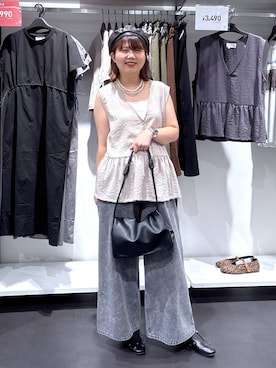 「アイテム（ハンチング/ベレー帽）」を使った、shinoさん（レディース・162cm）の夏コーディネート