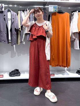 「アイテム（つなぎ/オールインワン）」を使った、shinoさん（レディース・162cm）の夏コーディネート