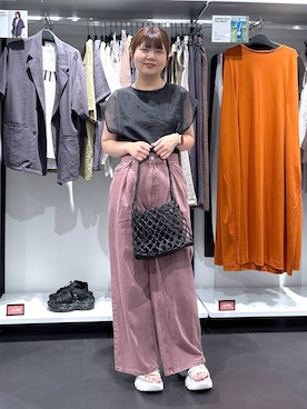 「LAKOLE（ラコレ）のアイテム（かごバッグ）」を使った、shinoさん（レディース・162cm）の夏コーディネート
