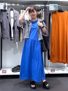 「着痩せ」｜「アイテム（ワンピース/ドレス）」を使った、shinoさん（レディース・162cm）の夏コーディネート