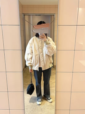 「春カラー」｜「アイテム（MA-1）」を使った、___さん（レディース・162cm）の春コーディネート