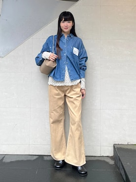 「SHIPS（シップス）のアイテム（その他パンツ）」を使った、安孫子さん（レディース・155cm）の秋コーディネート