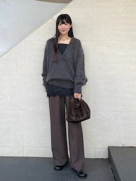 「SHIPS（シップス）のアイテム（その他パンツ）」を使った、安孫子さん（レディース・155cm）の秋コーディネート