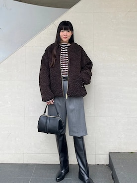 「SAINT JAMES（セントジェームス）のアイテム」を使った、安孫子さん（レディース・155cm）の秋コーディネート