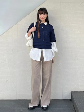 「半袖ニット」｜安孫子さん（レディース・155cm）の春コーディネート