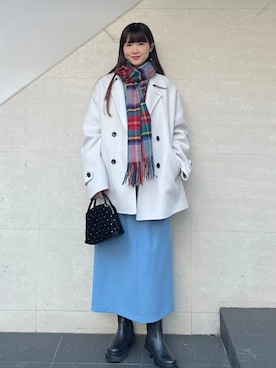 「SHIPS」｜「アイテム（ピーコート）」を使った、安孫子さん（レディース・155cm）の冬コーディネート