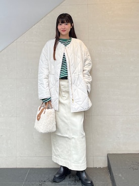 「SHIPS（シップス）のアイテム（Tシャツ/カットソー）」を使った、安孫子さん（レディース・155cm）の秋コーディネート